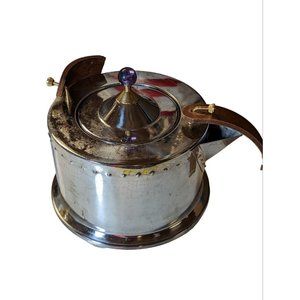 Vtg 80s Post Modern Bodum C Jorgensen 18/10 Stainless Steel Teapot Kettle Teak